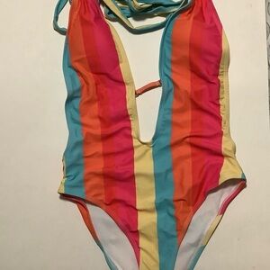 Colorful Striped Women One piece Swimwear